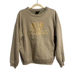 Vintage Las Vegas Crest Embroidered Sage Sweatshirt Dark Academia Size Medium